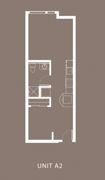 Floor plan for 1 bed, 1 bath, 533 sqft